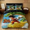 Custom Name,Cute Goku Pattern Bedding Home Decoration Birthday Gift ( 1 Duvet Cover + 2 Pillowcase, Without Core),fan Merchandise.