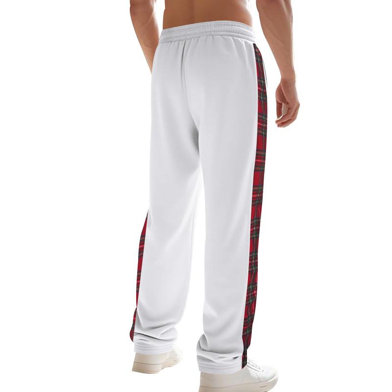 Autumn and Winter Men's Casual Pants High Street Heavyweight Loose Simple Splicing Casual Sports Button Sweatpants Men
