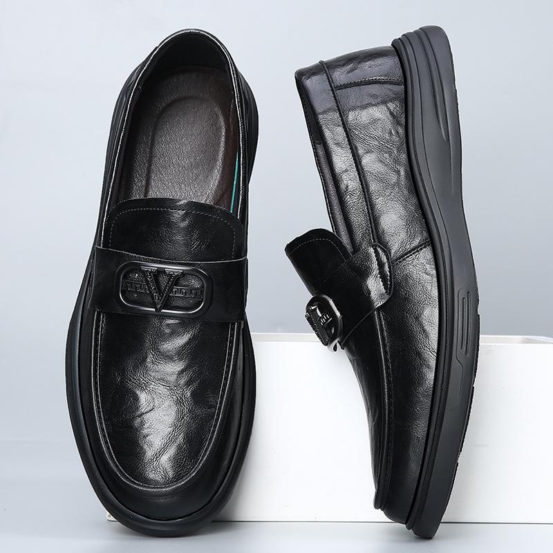 

Кожаная мужская обувь новая весна и лето ретро закрывающая ногу универсальная кожаная обувь повседневная обувь-бини дышащая мужская 44