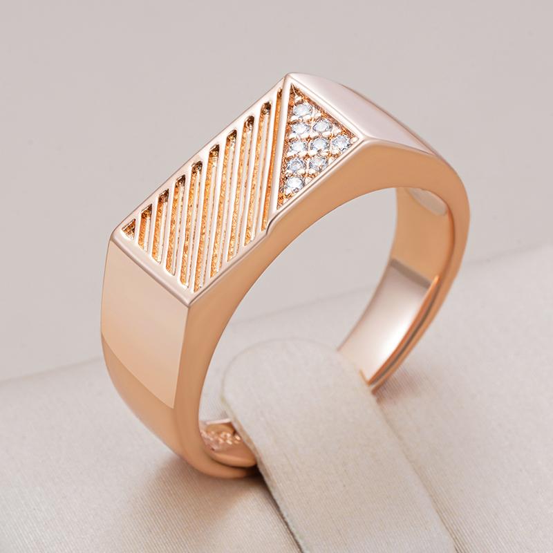 Fashion Square Men Ring  Rose Gold Color Natural Zircon Rings For Women High Quality Daily Fine Jewelry