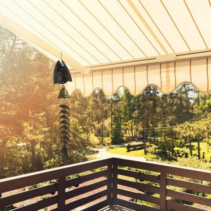 Windchimes Outdoors Fish Bone Windchime Decor Hangable Metal Decorations Vintage Wind Chimes For Porch Yard Patio Balcony Garden