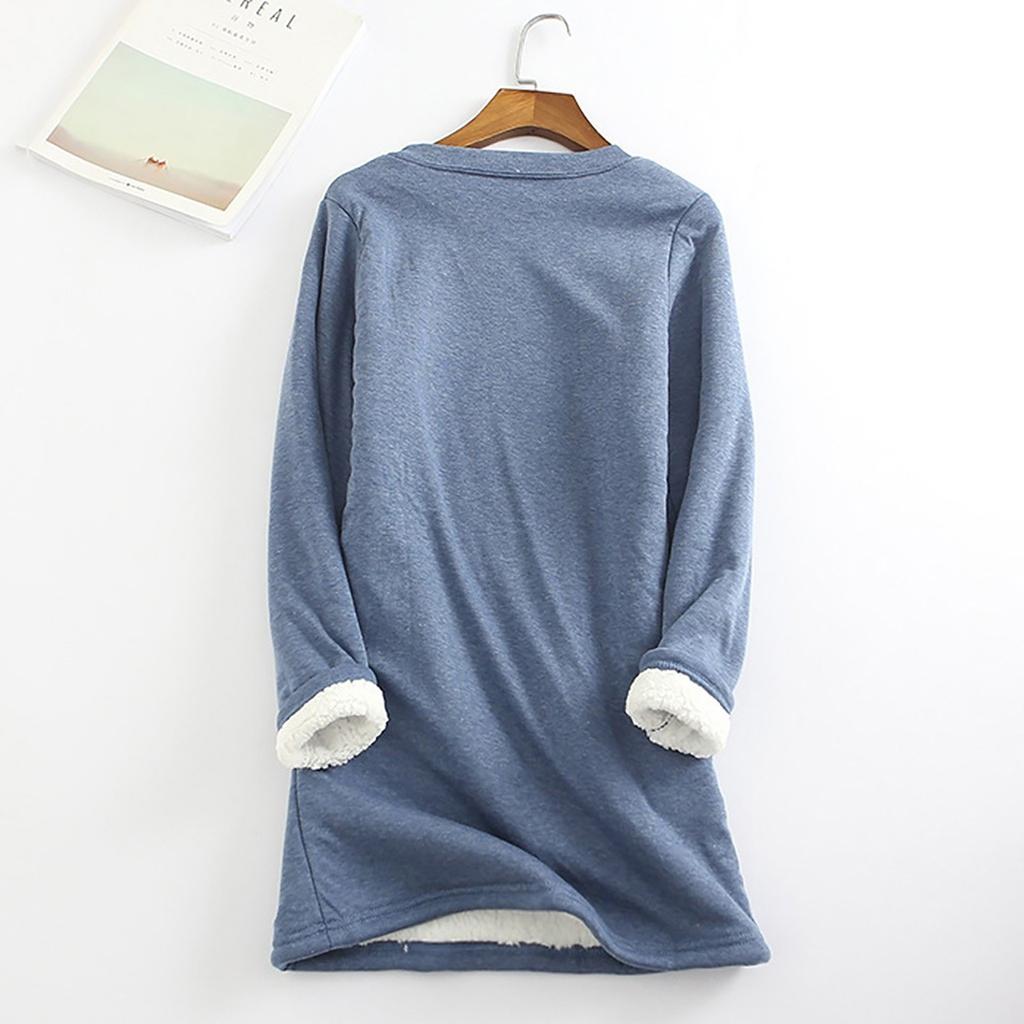 Women Thick Fleece Sweatshirt Leopard Print Velvet Warm O-neck Underwear Top