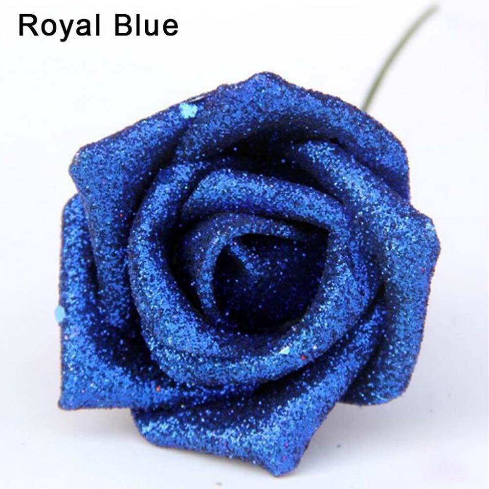 

10 шт. Синие Розы Букет Невесты с Блестками Искусственные Розы Пенопластовые Розы Декор Искусственные Цветы синий