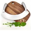 1 BUC Cuțit din Oțel Inoxidabil cu Două Mânere Tăietor de Pizza Lamă Curbată Tocător de Ierburi de Bucătărie Feliator de Fructe Legume Salate