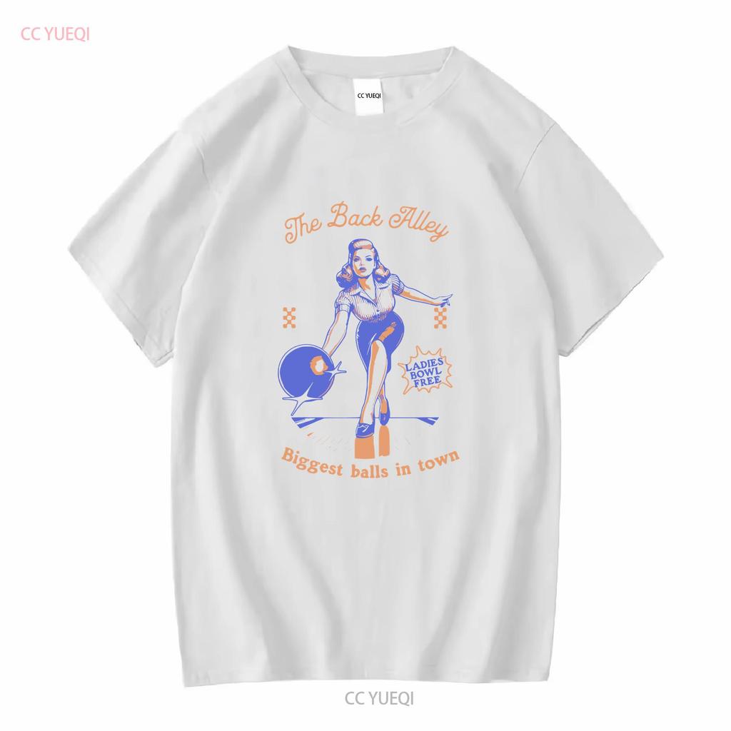 Funny Retro T Shirt Humorous Playful for Bowling Lovers Summer Fun Style Long or Short Sleeves Vintage Washed
