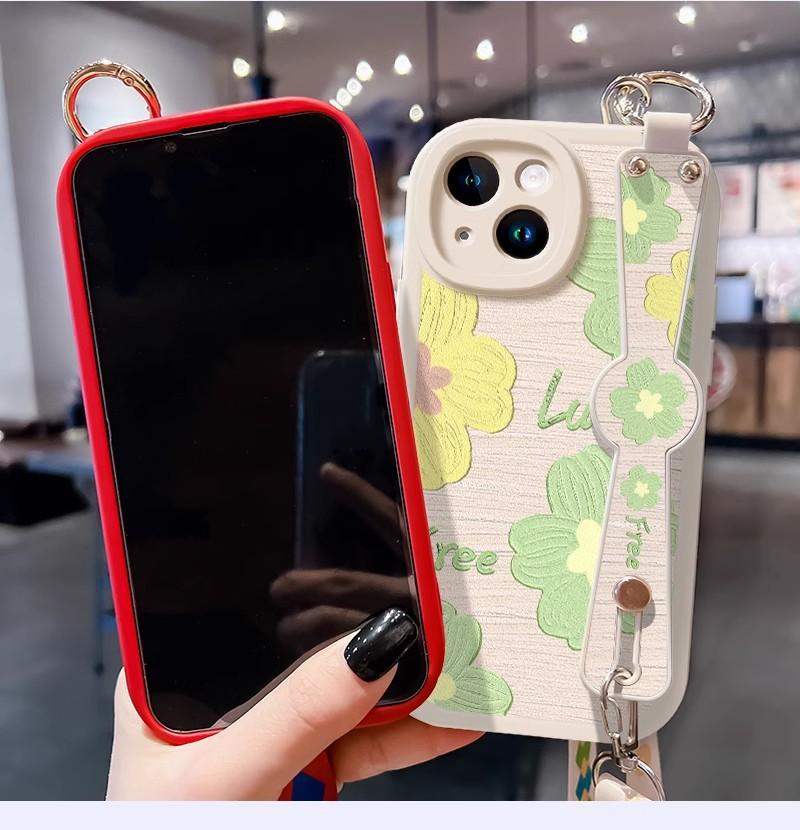 Customized Apple Mobile Phone Case 16 Pro Max Lanyard Sweet Girl Full Bag Crossbody Wristband iPhone 15 14 13 12 11 Plus Casing