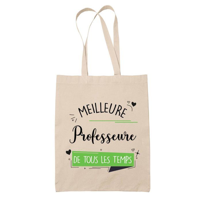 Tote bag - PLANETEE - Professeure meilleure femme de tous les temps - Coton - Beige - Imprimé en France