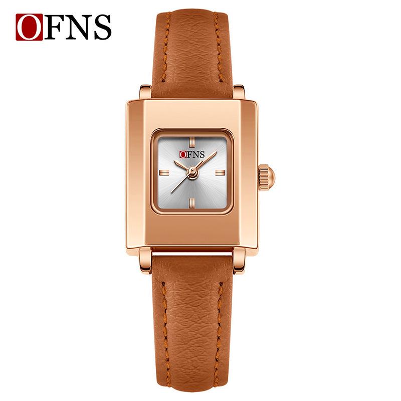 Ofns Women s Retro Square Dial Quartz Watch - Waterproof, Artistic, and Versatile Three-Hand Design