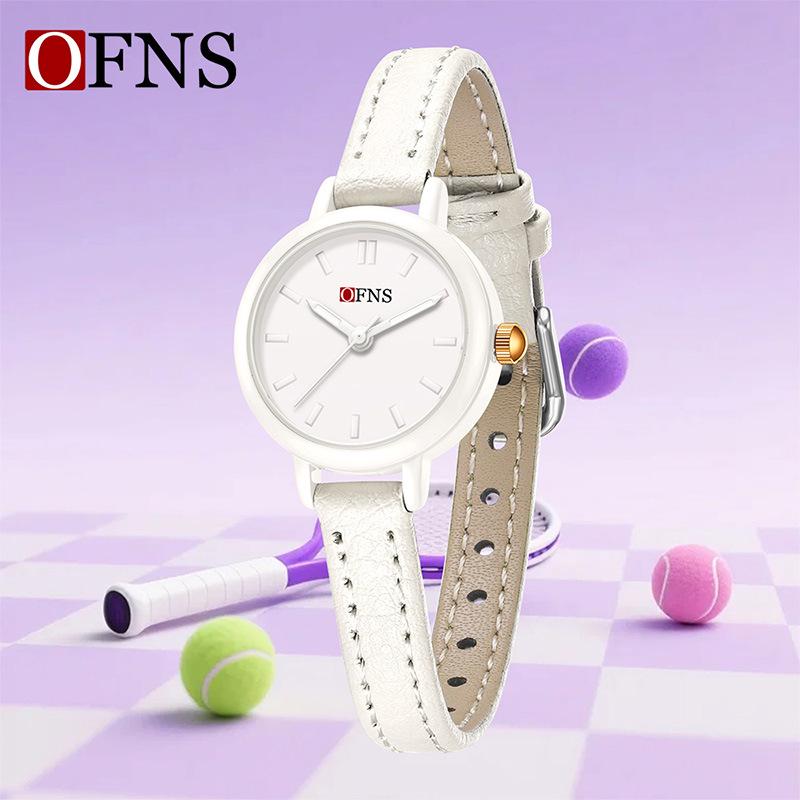 OFNS Women s Waterproof Quartz Watch - Macaron-Style, Thin Leather Strap, Ideal for Students & Exams