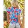 American Shiying Flower V-neck Short Sleeve T-shirt Women 2025 Summer New Thin Loose Frill Pullover