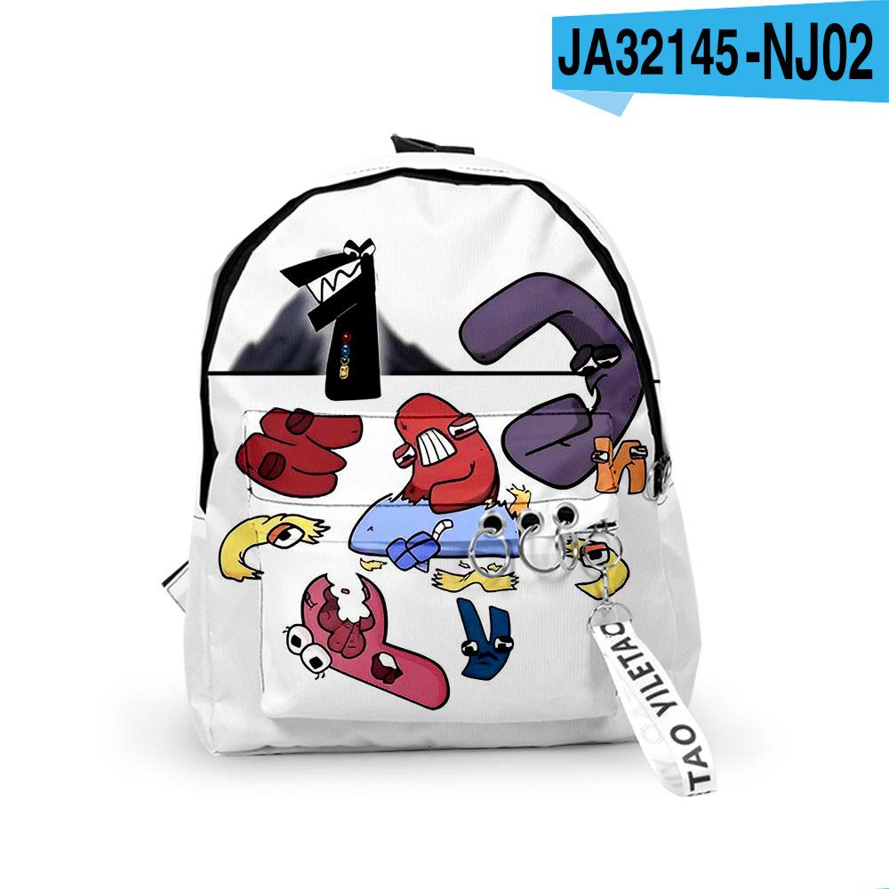 Sacs à dos Classiques Populaires Alphabet Lore Garçons/Filles élève Sacs d'école Impression 3D Porte-clés Oxford Imperméable Mignons Petits Sacs à dos