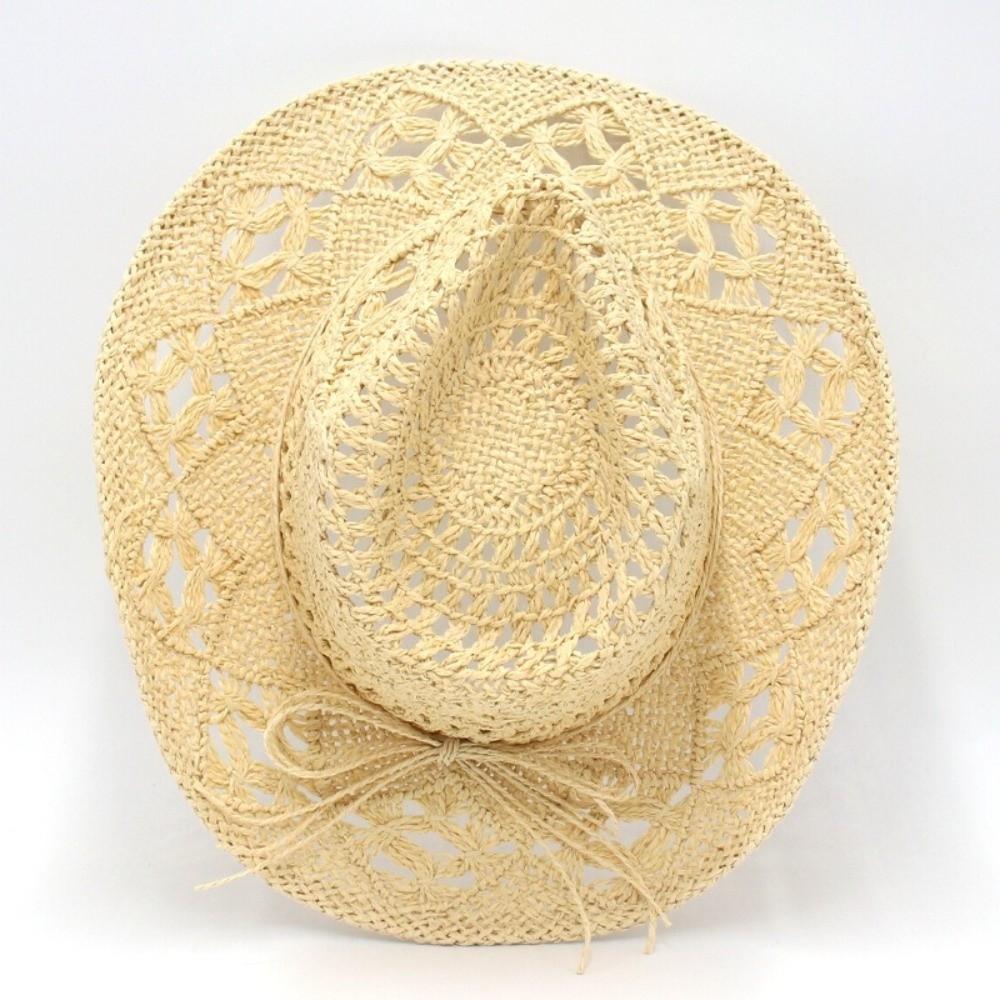 Vintage Style Beach Hat Wide Brim Sun Cowboy Hat Unisex Bohemian Straw Hat Travel