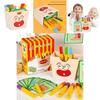 Holz-Kinderspielhaus mit Spielzeug-Essensset und Pommes-Zuordnungs-Puzzle für frühes Lernen