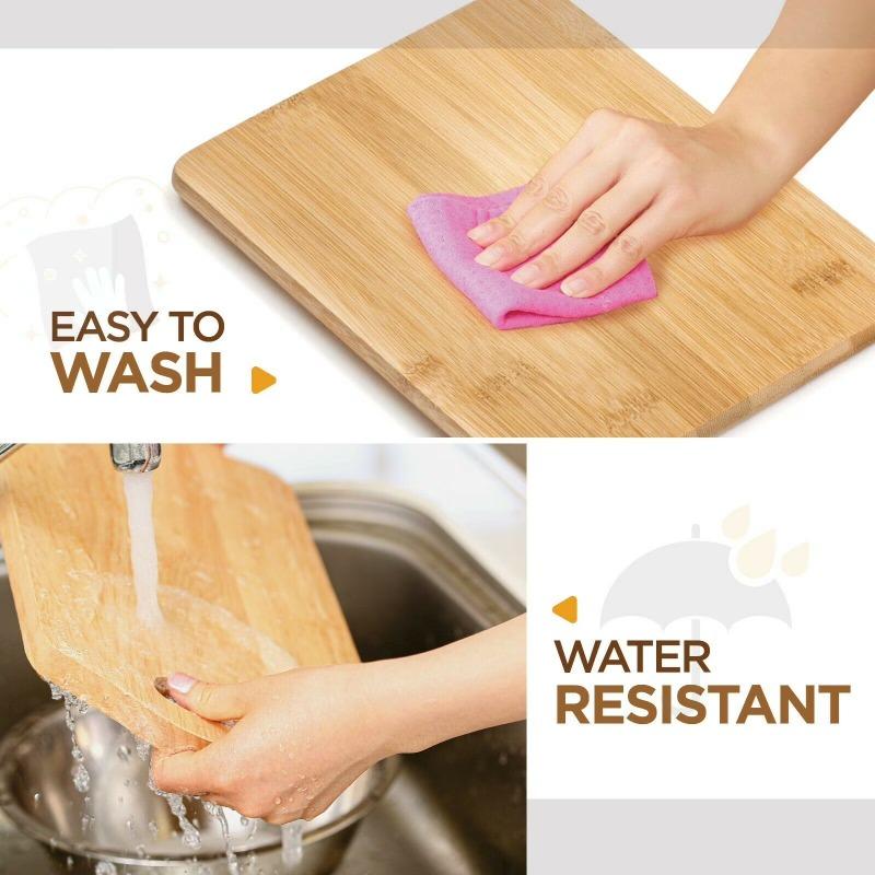 Bamboo Cutting Boards for Kitchen [Set of 3] Wood Cutting Board for Chopping Meat, Vegetables, Fruits, Cheese, Knife Friendly Serving Tray with Handle