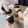 Bohemian Summer Woven Roman Sandals For Women With Thick Heel Casual Footwear