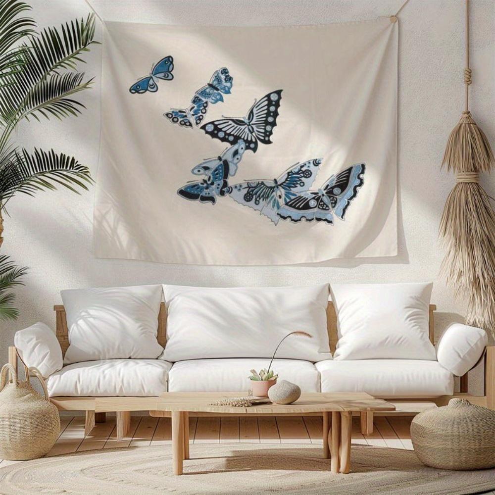 

1pc Japanese Bohemian Style Butterfly Peach Skin Background Tapestry Polyester Tapestry Suitable for Living Room Bedroom and 74x94cm(29x37in)