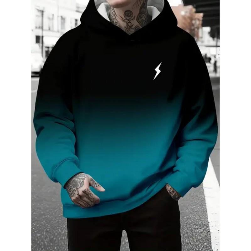 3D Digital Print Hooded Sweatshirt Men Loose Fit Casual Wear