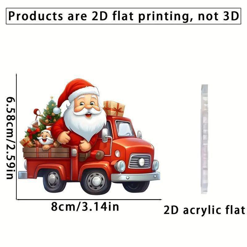 Santa Claus Drive Car Pendant With Acrylic Flat Surface For Christmas Gift