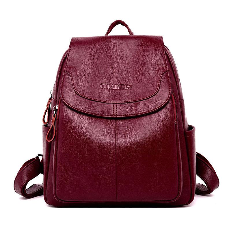 Women's Soft Leather Sheepskin Pattern Backpack – Trendy Korean Style for Students