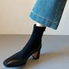 Cowhide~ Genuine leather short boots women's new autumn and winter thick heel Martin boots Chelsea thin boots French high heels autumn and winter
