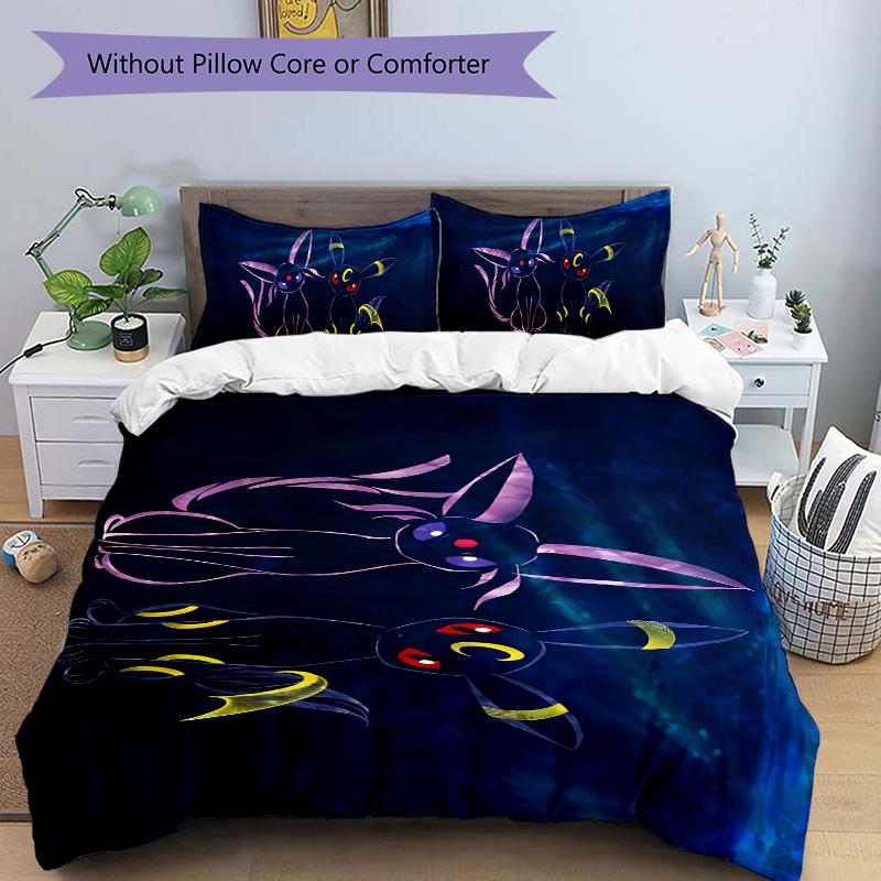 3Pcs Eevee Evolution Mystery Bedding Set Soft Fabric Duvet Cover Pillowcases Home Christmas Xmas Halloween Gift 1 Duvet Cover 2 Pillowcase Y1222