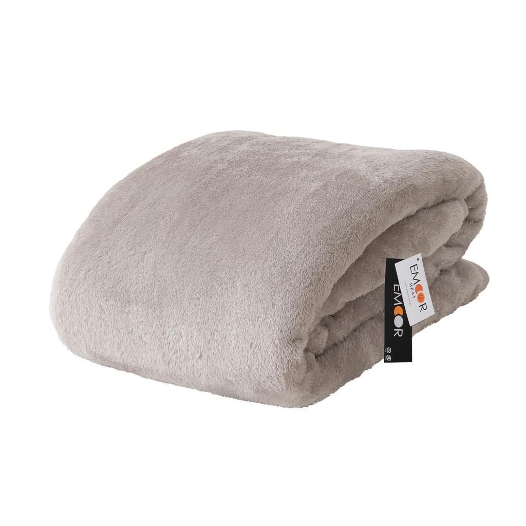 EMOOR Heat Double-Ply Blanket, Single, Silver Gray, Moisture-Wicking, Heat-Generating, Reversible, Washable, Fluffy Cotton Fill