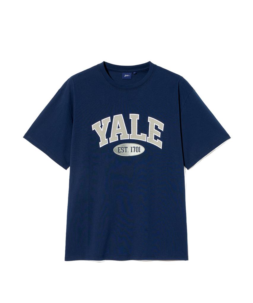 YALE Two-Tone Arch Short Sleeve T-Shirt_Navy