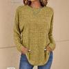 Maglione a Maglia Autunno Europeo 2025 - Girocollo, Costine, Manica Lunga, T-shirt Vestibilità Larga