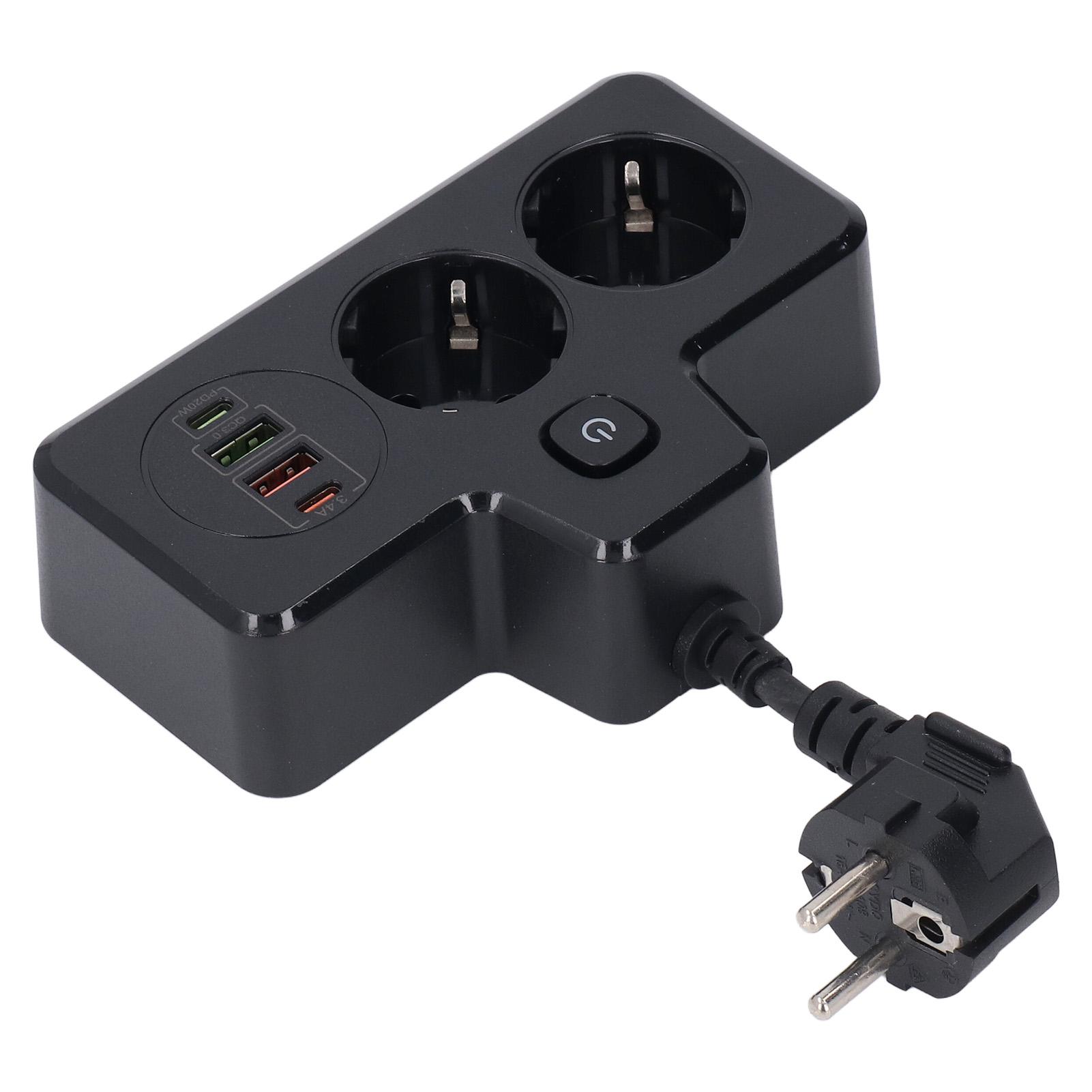 

Плоский подовжувач розетки USB C 2-контактний короткий подовжувач Мережевий фільтр Настільний зарядний пристрій 3250 Вт QC3.0 PD20 Вт