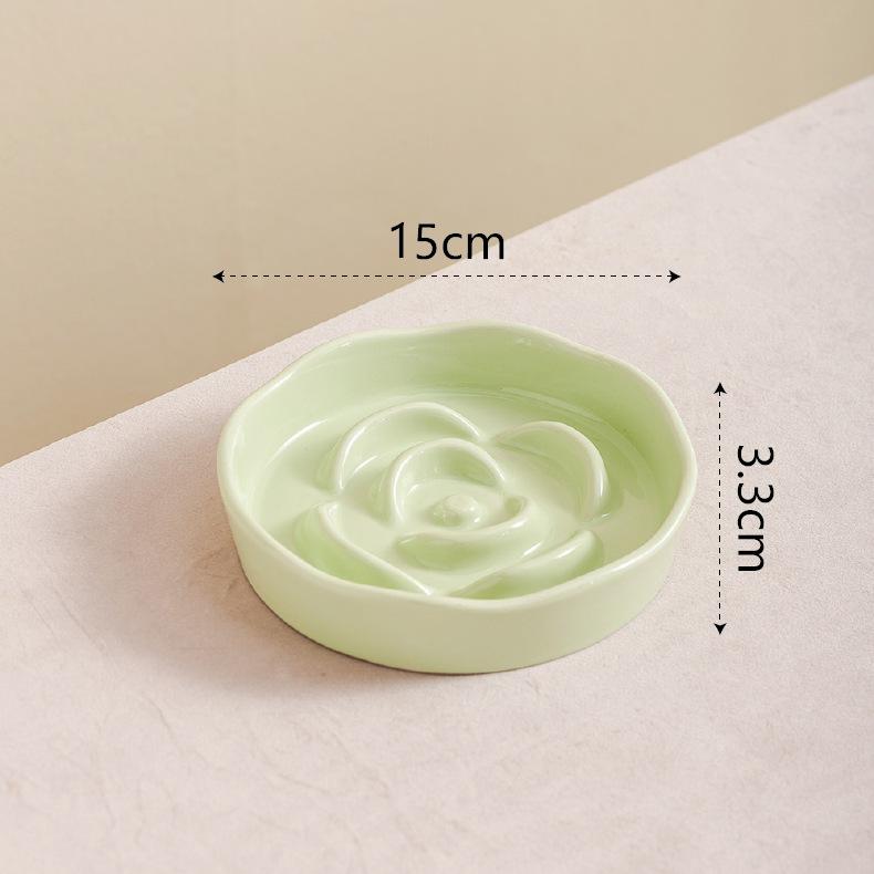 Ceramic Anti-Choke Slow Feeder Bowl with Neck Protection Stand for Small Dogs and Cats