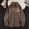 2024 Plaid Long Sleeve Shirt Japanese Hong Kong Style Ins Loose Shirt Boys Summer Trendy Versatile Casual Coat