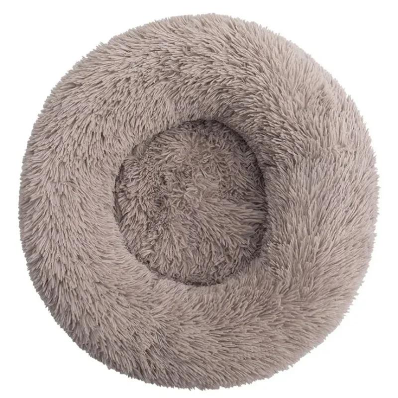Pet Cat Dog Super Soft Bed Long Plush Donut Round Dog Kennel Washable Comfortable Fluffy Cushion Mat Winter Warm Dog and Cat Bed