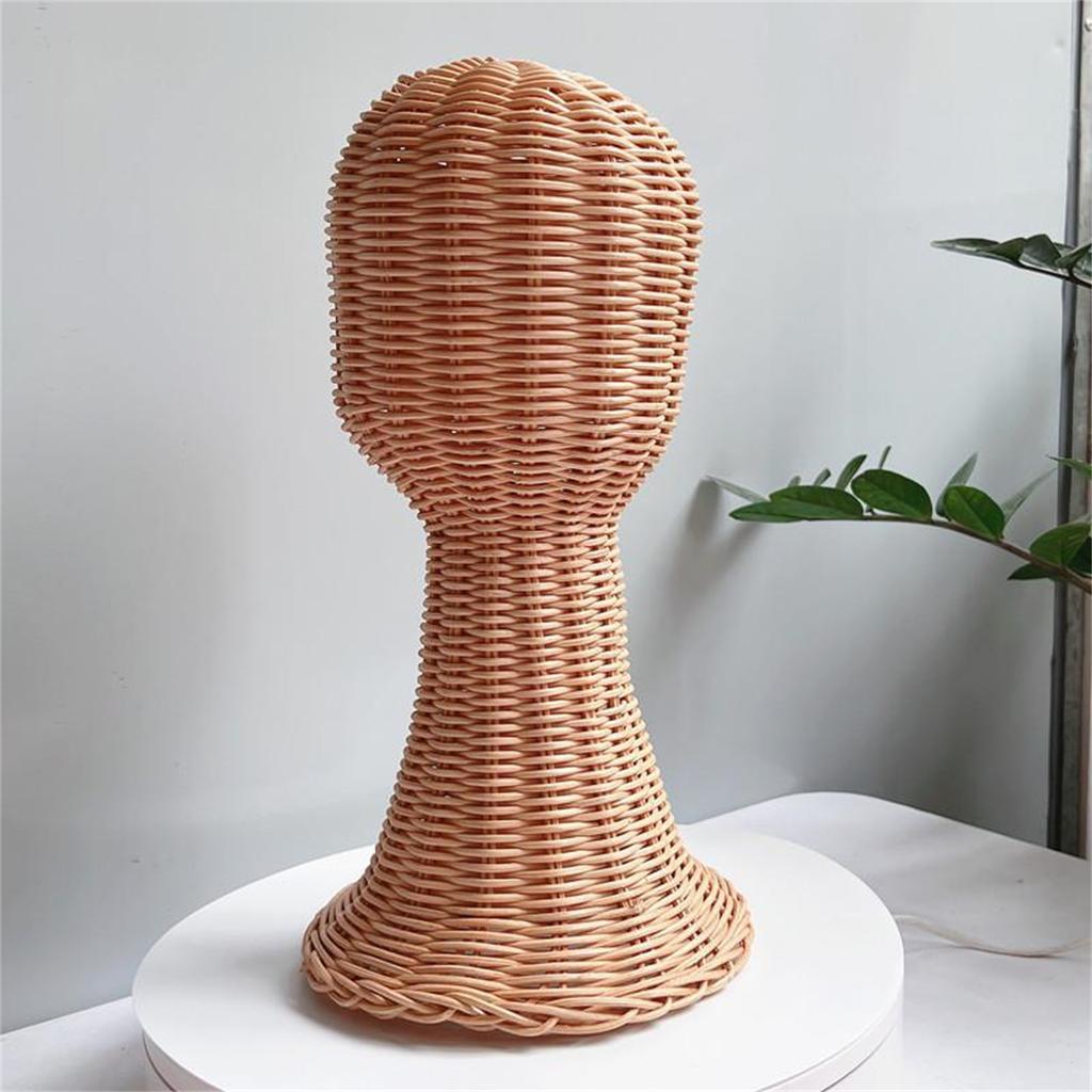 Elegant Hat And Wig Holder Rattan Crafted Mannequin Head Headwear Showcase Rack For Fashion Enthusiasts