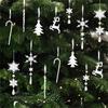 Clear Shatterproof Acrylic Snowflake Icicles Christmas Decorations With Reindeer For Home Party Tree