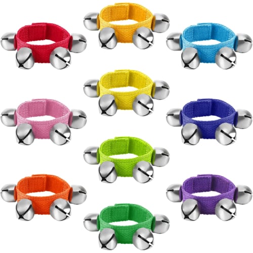 

JANLOFO Ring Bells, Wrist Bells, Set of 10, 10 Colors, Handbells, Christmas, Percussion, Karaoke, Halloween, Parties, Music Classes, Rattle, for Adult