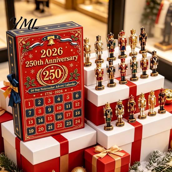Christmas Countdown Calendar 2026 Nutcracker Advent Calendar, 24-Day Retro Soldier Figure Set, 2D Acrylic Ornament Collection Flat Tree Hanging Decor,