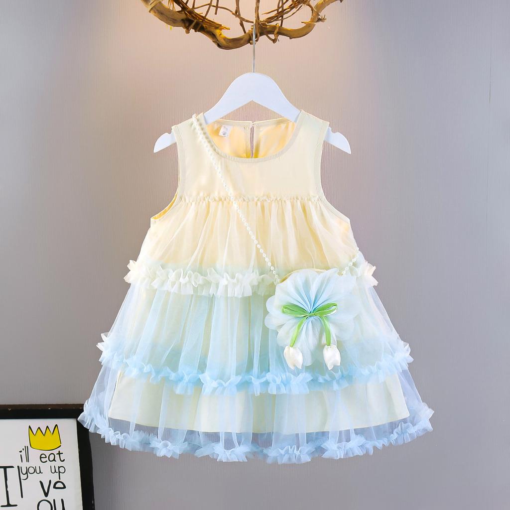 Toddler Infant Girls Sleeveless Tulle Princess Tutu Dress Summer Lightweight Breathable Casual Party Gown