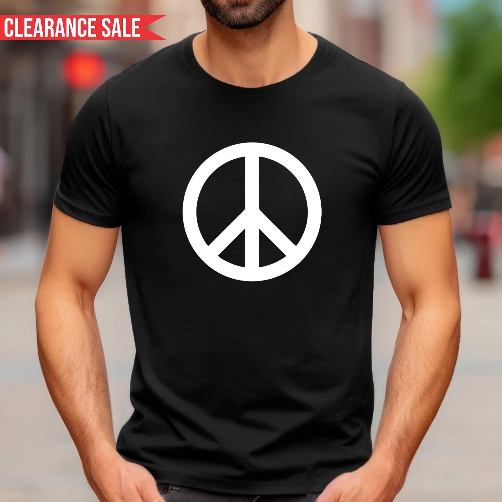 Retro Peace Sign Men s T-Shirt CND Logo Printed Hippy Vintage Short Sleeve T Top L