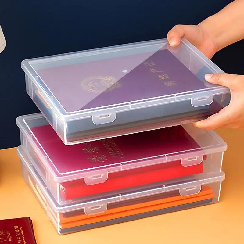 1Pc Transparent Storage Container Plastic Dustproof Box Stationery Jewelry Portable Large Capacity A4 A5 File Organizer Supplies