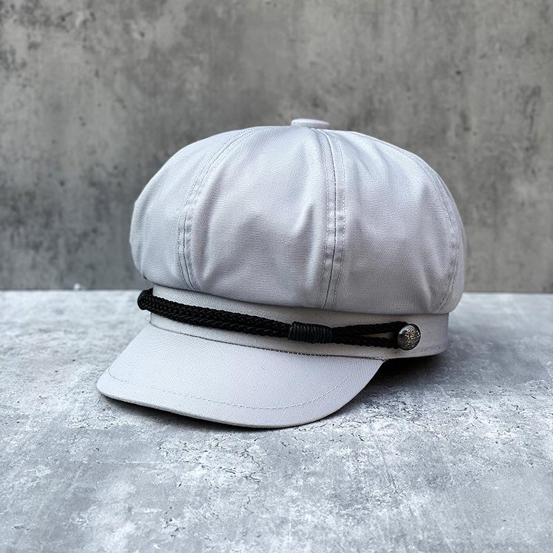 Small Head Circumference Spring And Summer Canvas Black Temperament Shows The Face Small Octagonal Hat Women'S Casual Versatile Literary And Artistic