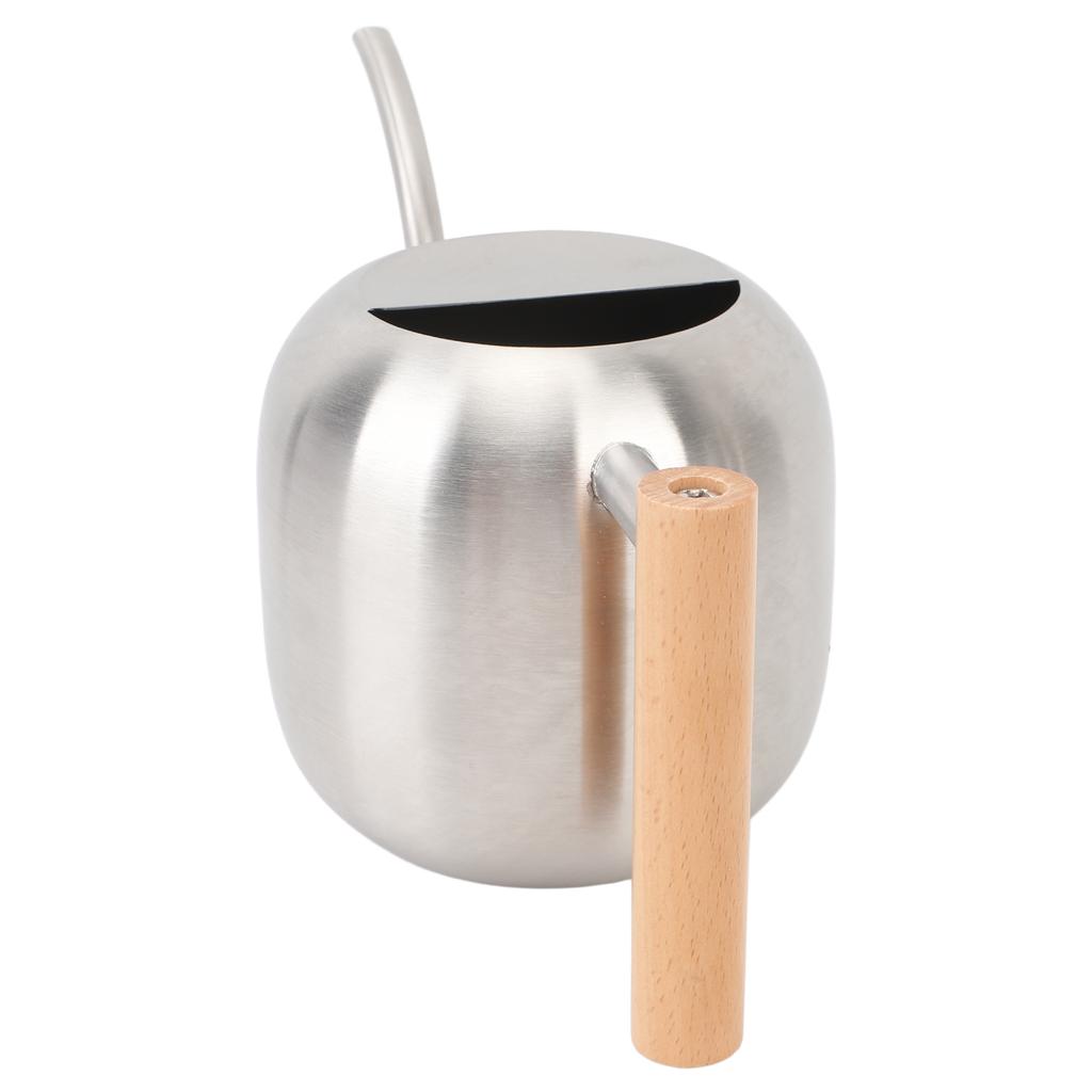 Watering Can Stainless Steel Long Spout Splash Proof with Wood Handle Plant Watering Can for