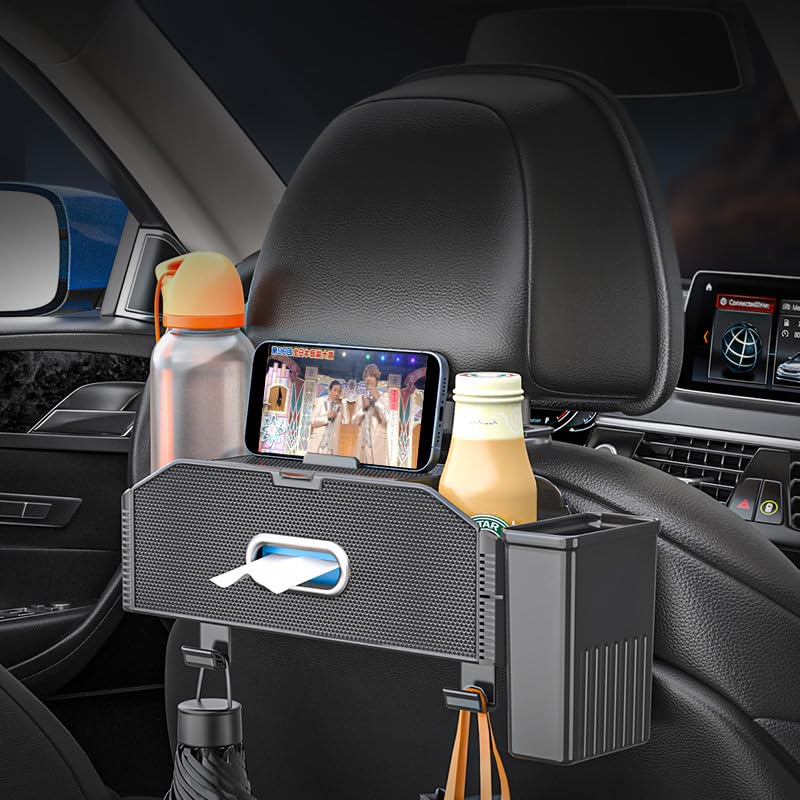 

Multifunctional Car Storage Box for Back Includes Two Drink Holders Cups and Water Tissue Smartphone Two and Trash Made of Waterproof and Easy to Car чёрный