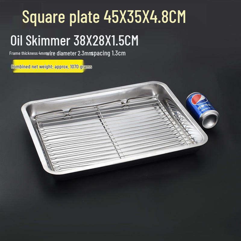 Stainless Steel Oil Filter Pan with Non-Magnetic Tray and Rectangular Draining Screen