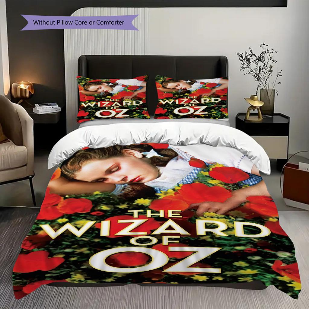 1PC The Wizard of Oz Pattern Bedding Quilt Set Quilt Cover Pillowcase Home Decoration Birthday Gift (1 * Duvet Cover + 2 * Pillowcase, Without Core)