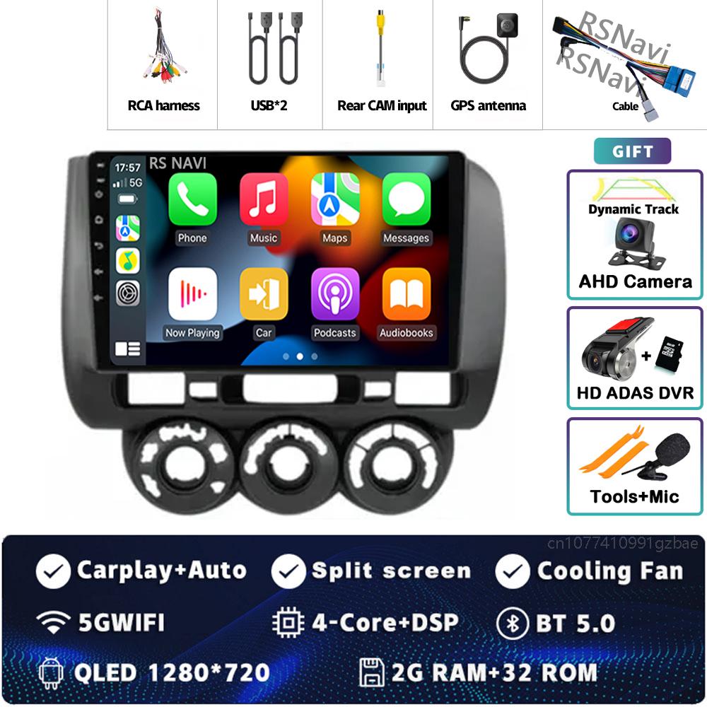 Android 14 Carplay Car Radio For Honda Fit Jazz City 2002 2003 2004 - 2007 Multimedia Video Player Navigation GPS Stereo 2Din BT