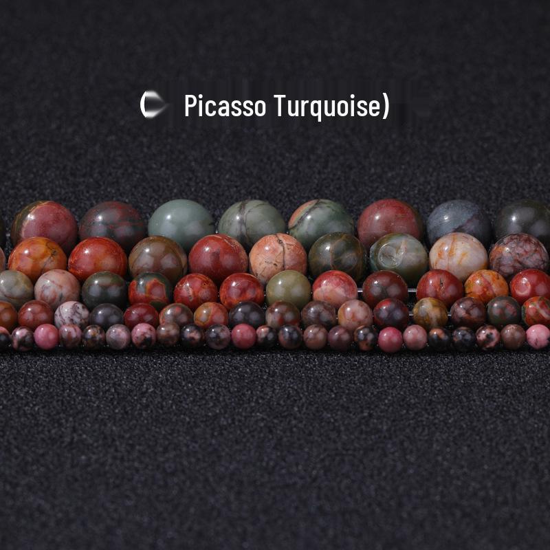 Black Line Rhodochrosite Picasso Red Turquoise Beads for DIY Bracelets, Bangles, Necklaces - Round Loose Accessories