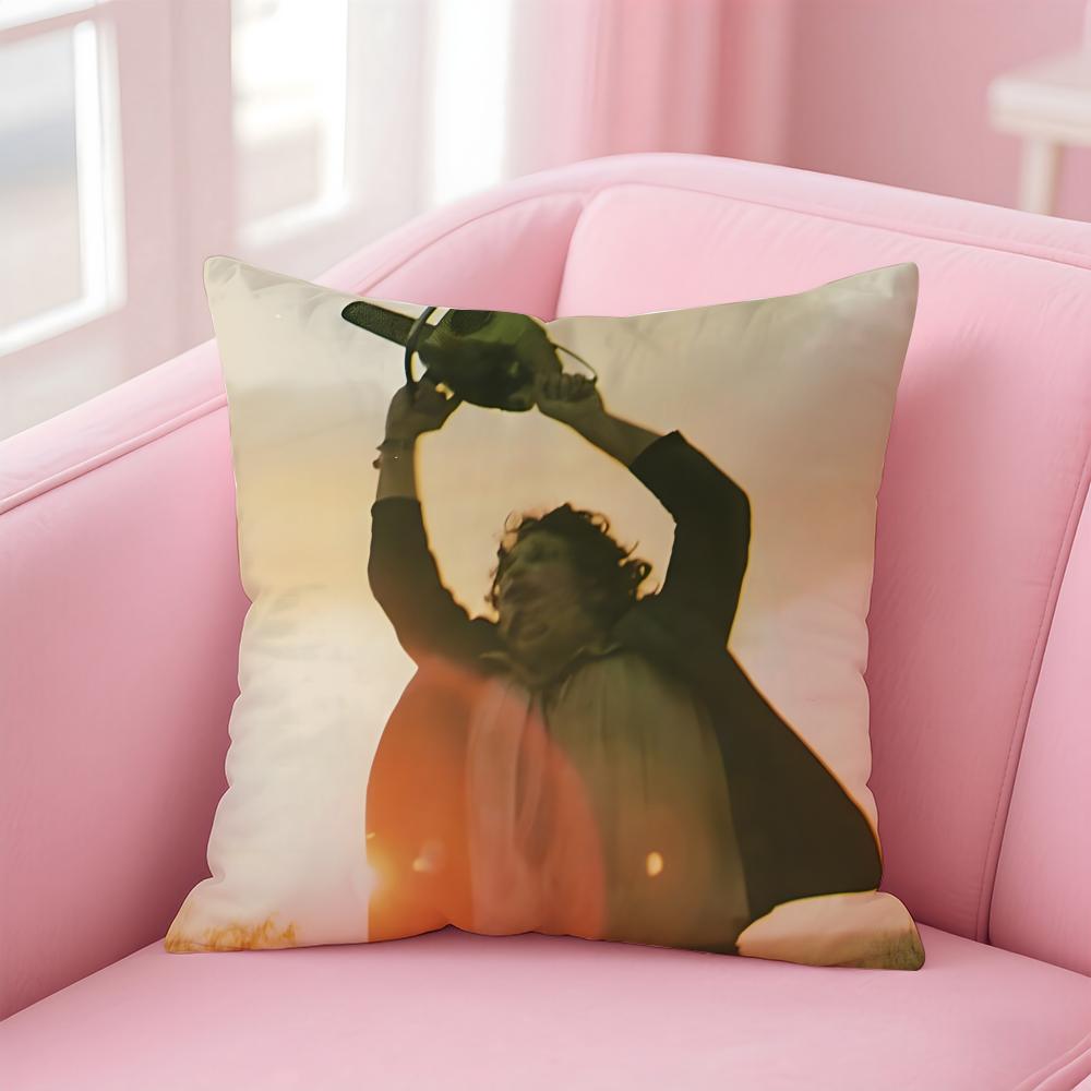 TThe Texas Chainsaw Massacre Cushion Cover Pillowcase Short Plush Invisible Zipper Room Sofa Cushion Cover