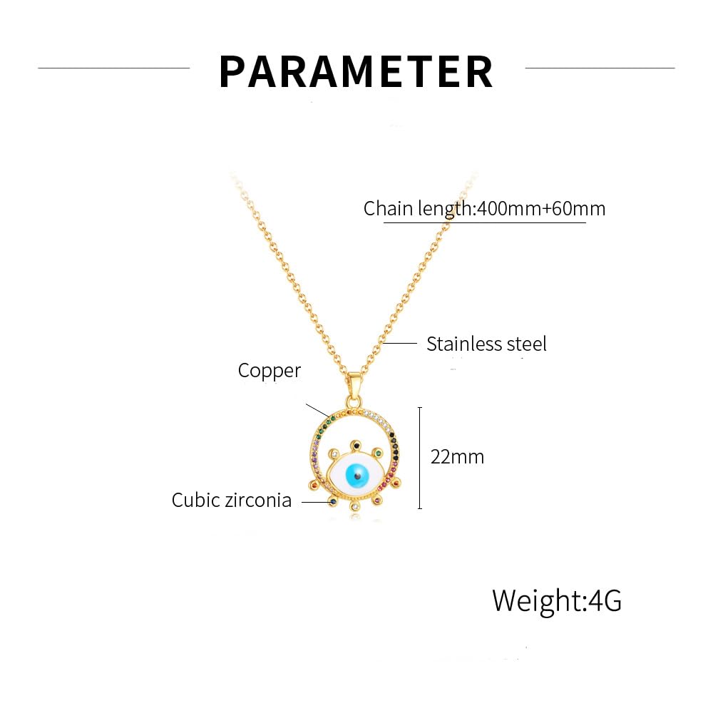 Gold Hamsa Hand Eye Stainless Steel Hypoallergenic To Coin Hip Hop Thanksgiving Accessories Colored [Rockyu] Women's Necklace, Necklace, Coin, Devil's