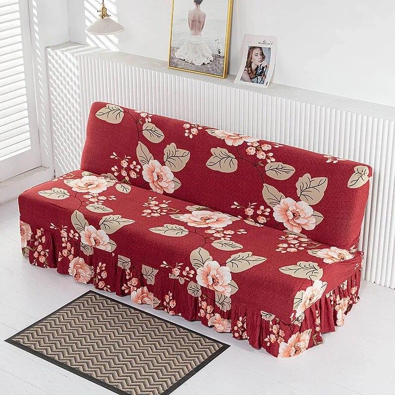Armless Sofa Cover Elastic Full Folding Sofa Bedspread Universal Skirt Edge Sofa Cushion Full Cover Protective Cover