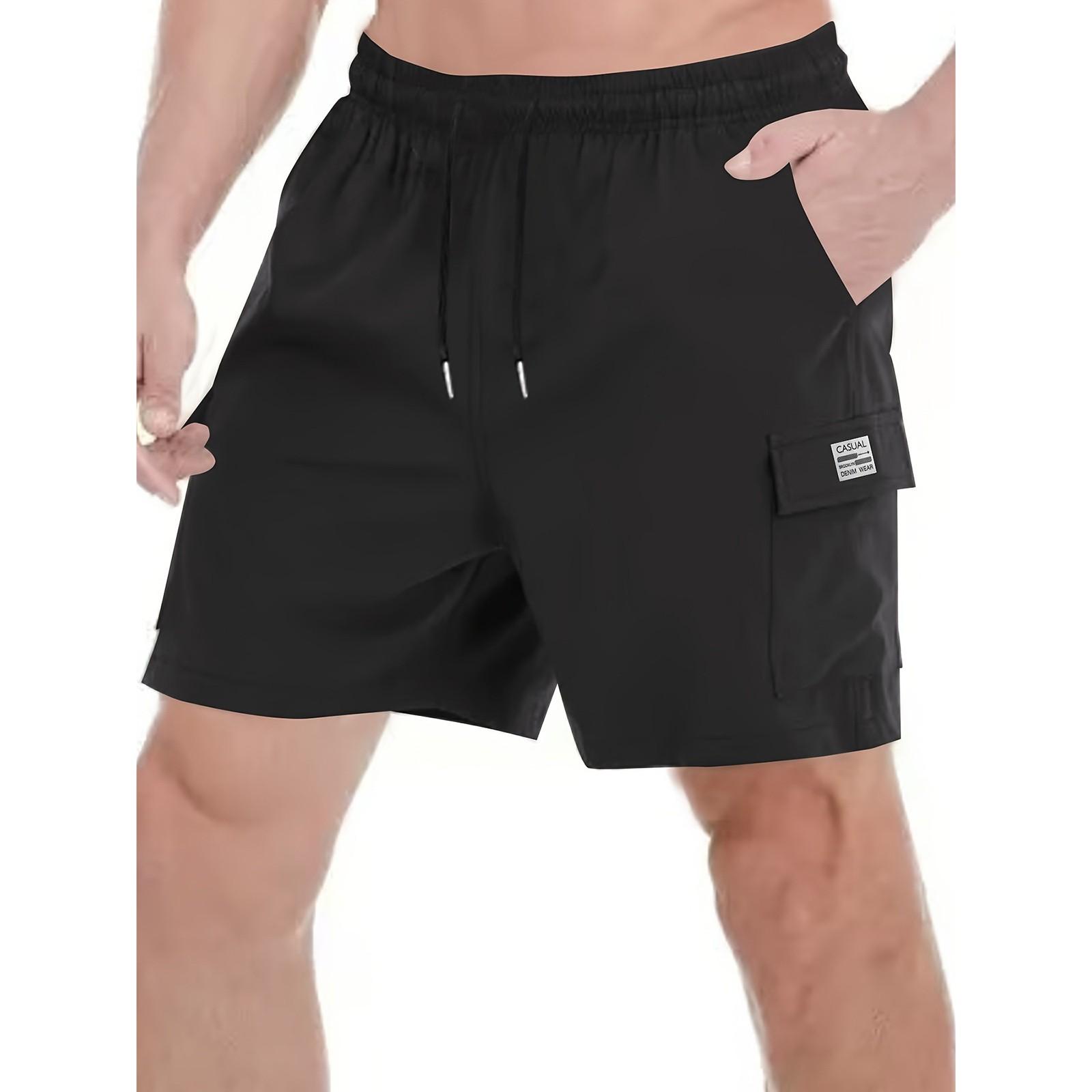 

Мужские пляжные брюки, шорты, рабочие брюки, повседневные спортивные брюки с несколькими карманами M чёрный
